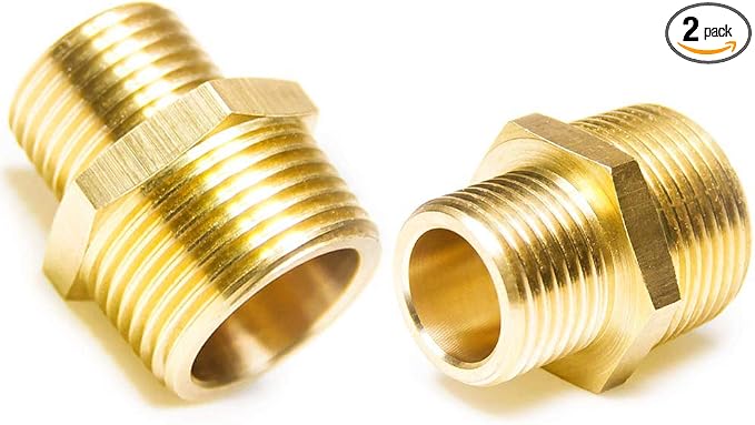 Joywayus 1/2" G Thread Male × 3/4" NPT Thread Male Brass Pipe Fitting Adapter by Joywayus