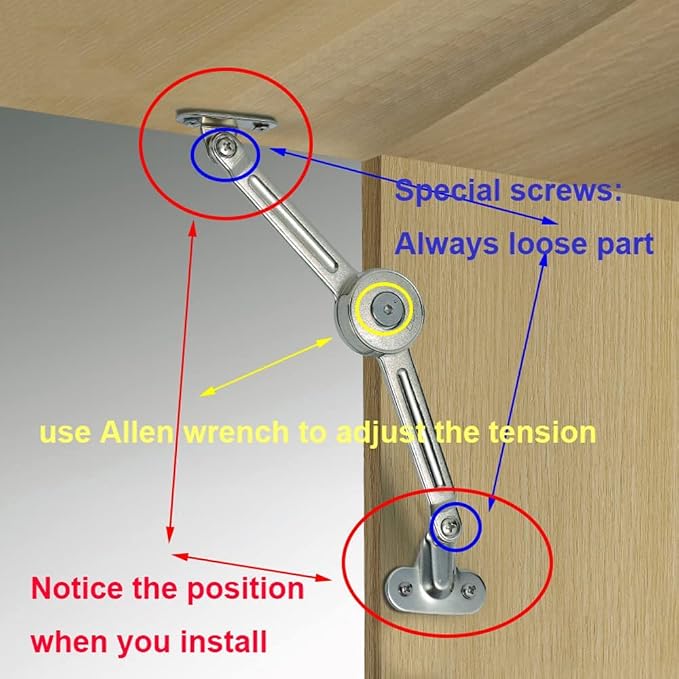 2 Packs Qrity Cabinet Cupborad Furniture Door Lift Stay Support Hinge Damper - Image 5