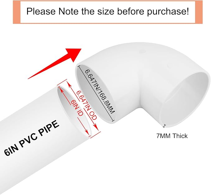 6 Inch 90 Degree Elbow 2 Way Right Angle PVC Pipe Fitting, Furniture Build - Image 2