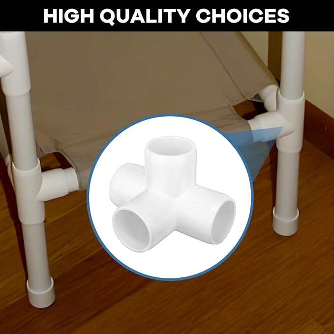 4 Way PVC Fittings 1 Inch, Furniture Grade Pipe Connector Elbow, 4 Way Side - Image 7