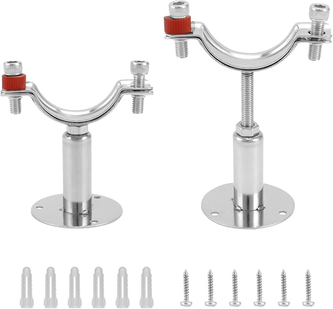 QWORK 2" Pipe Support Bracket Clamp, 2 Pack 304 Stainless Steel Wall/Ceiling - Image 8