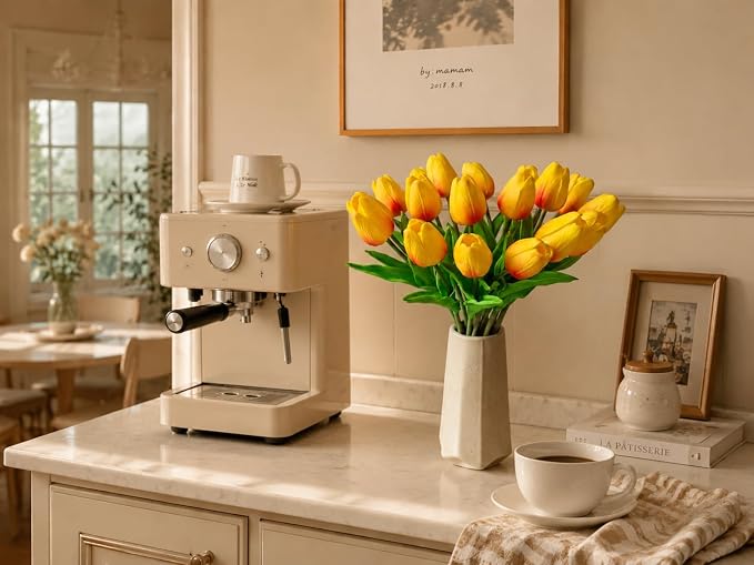 Mandy's 20pcs Artificial Sunset Tulips | 13.5 Inch Lifelike PU Tulips Faux - Image 5