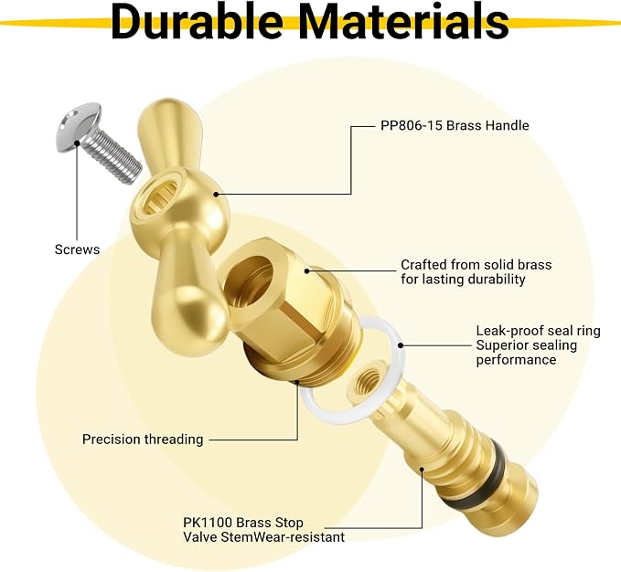 Brass Globe Valve Faucet Stem and Bonnet Replacement Kit PP806-15 - Image 4