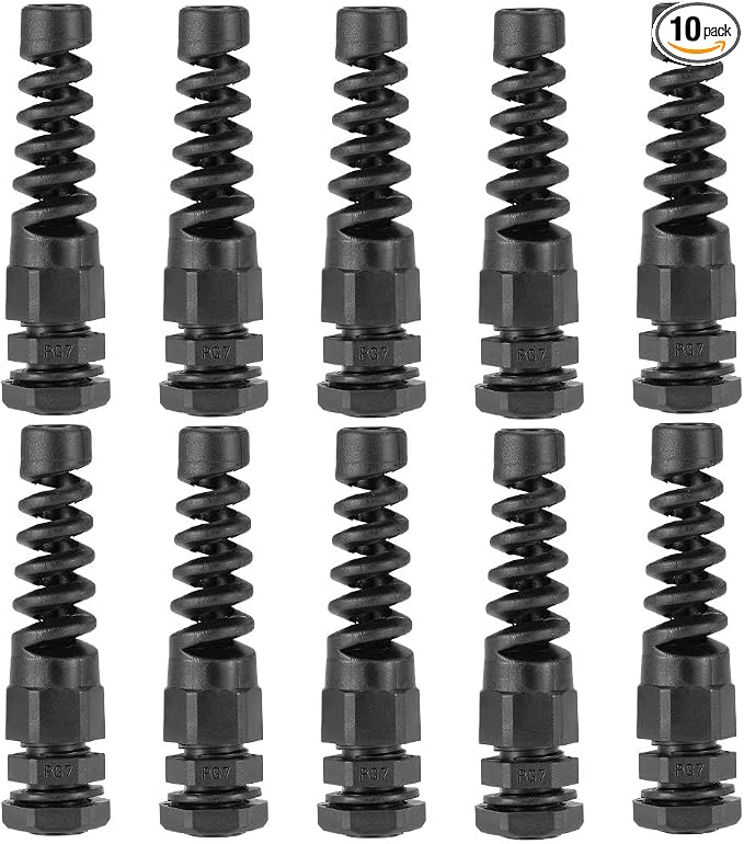 PG9 Cable Glands 4mm-8mm Wire Hole Waterproof Nylon Joint Adjustable Locknut by Unknown
