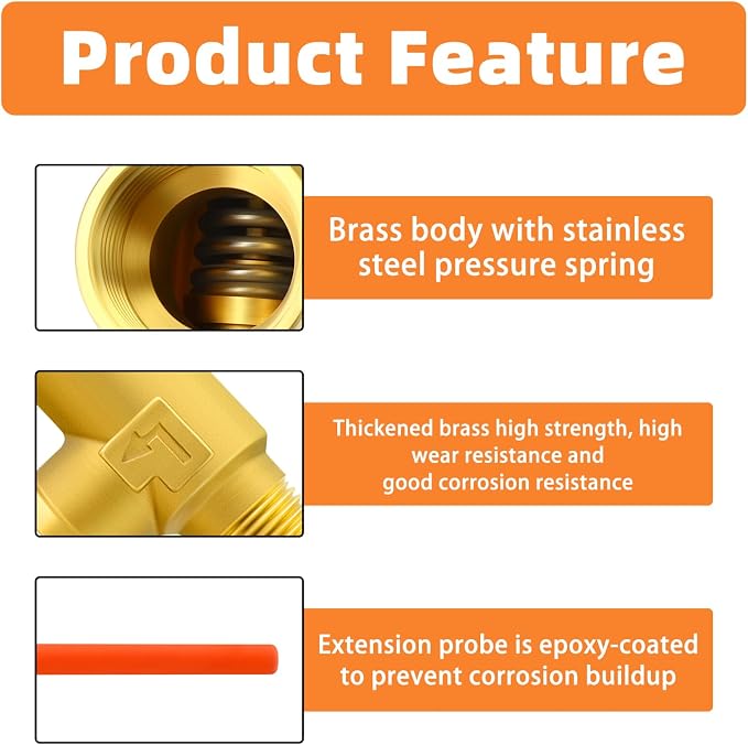 GASHER 1/2" NPT RV Water Heater Temperature & Pressure Relief Valve - Image 4