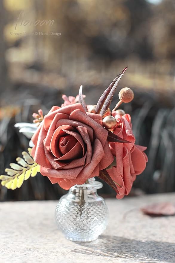 Artificial Flowers 25pcs Real Looking Dusty Cedar Foam Fake Roses - Image 4