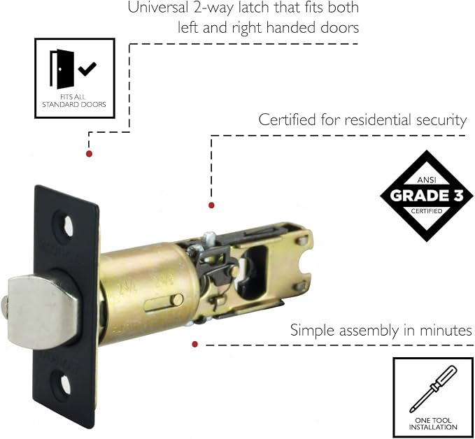 Design House 779280 Adjustable 2-Way Square Corner Replacement Entry Latch - Image 3