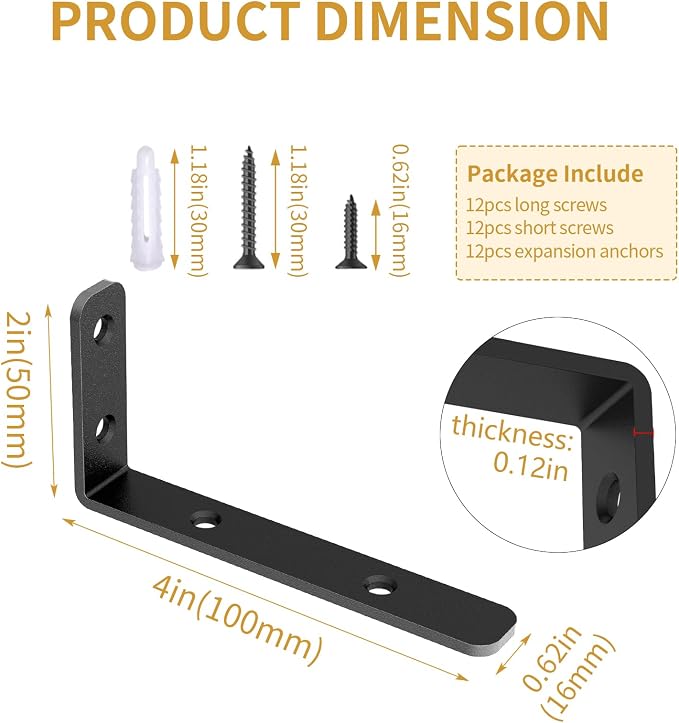 LSK 6PCS L Bracket, L 4"×H 2" Shelf Support Bracket, Max Load :42lb, Joint - Image 2