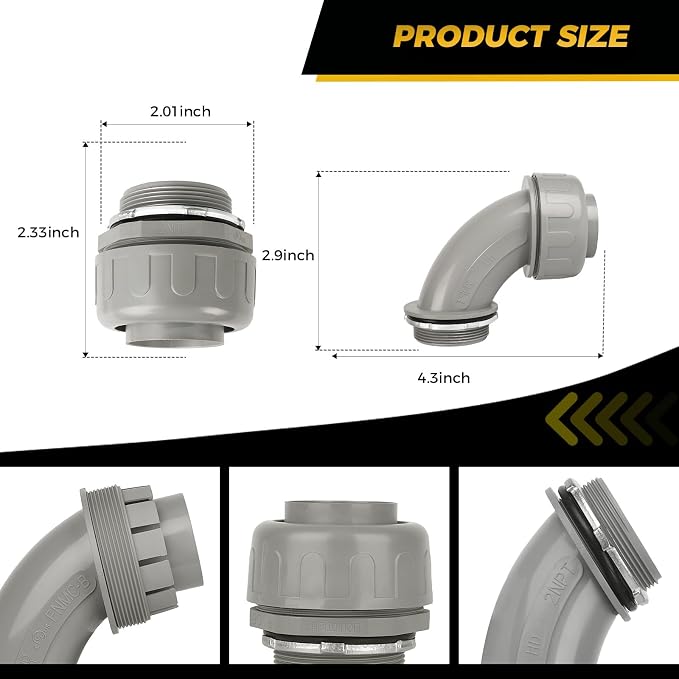Conduit Connectors, 2 Inch Liquid Tight Connector NPT Non-Metallic - Image 2