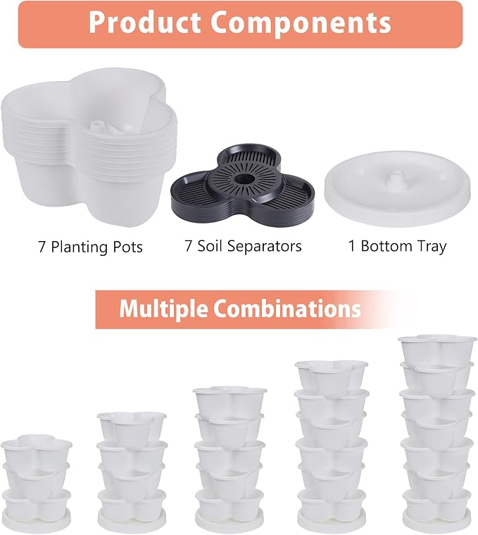 VECELO 7 Tier Vertical Garden Planter, Self Watering Stackable Planters - Image 8