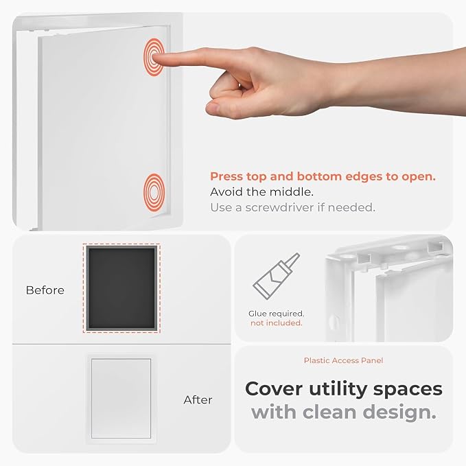 10x16 Inch White Access Panel for Drywall – ABS Plastic Square Wall, Ceiling - Image 3