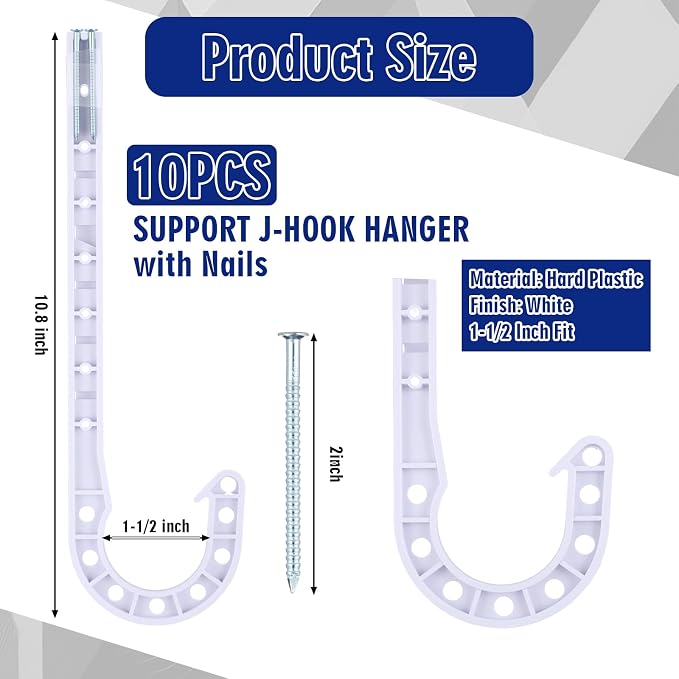 Novabright 10 Pcs 1-1/2 Inch Pex Support J-hook Pipe Hanger - Image 2