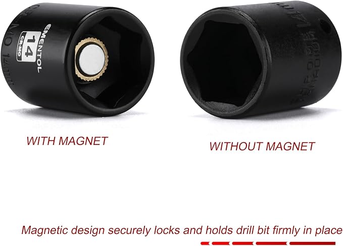 EMENTOL 1/4 Inch Drive Magnetic Impact Socket Set, 19-Piece Metric, 6 Point - Image 4