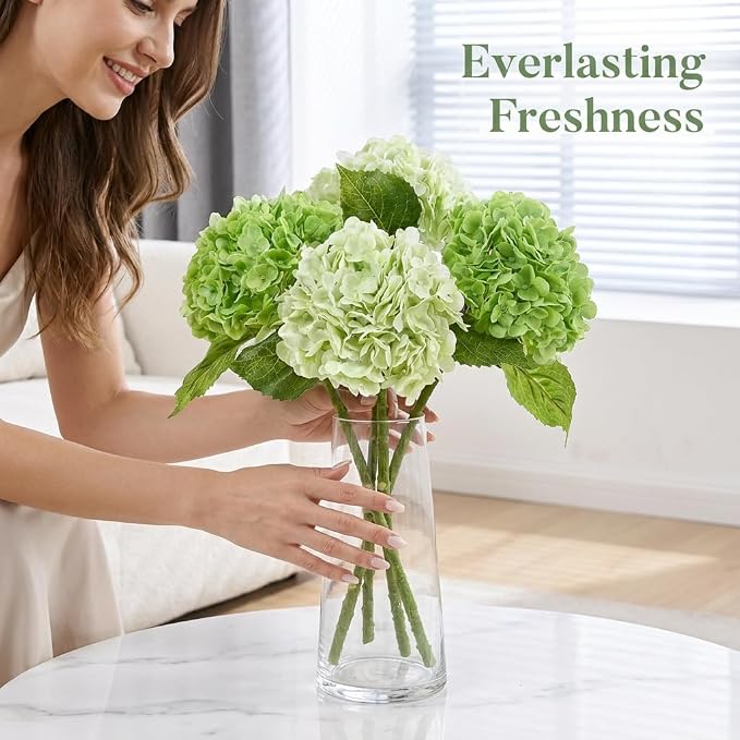 4Pcs Real Touch Green Hydrangea Artificial Flowers, Fake Hydrangea Flowers - Image 8