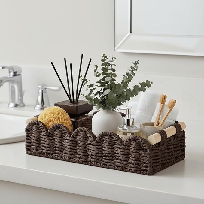 CubesLand Toilet Paper Storage Basket Organizer, Small Wicker Decor Basket | - Image 5