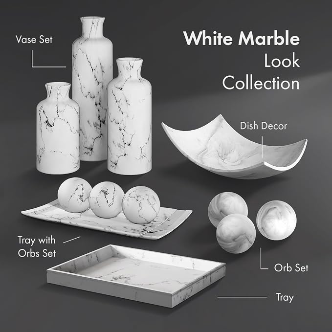 Creative Scents White Marble Look Vases Home Decor - Image 7