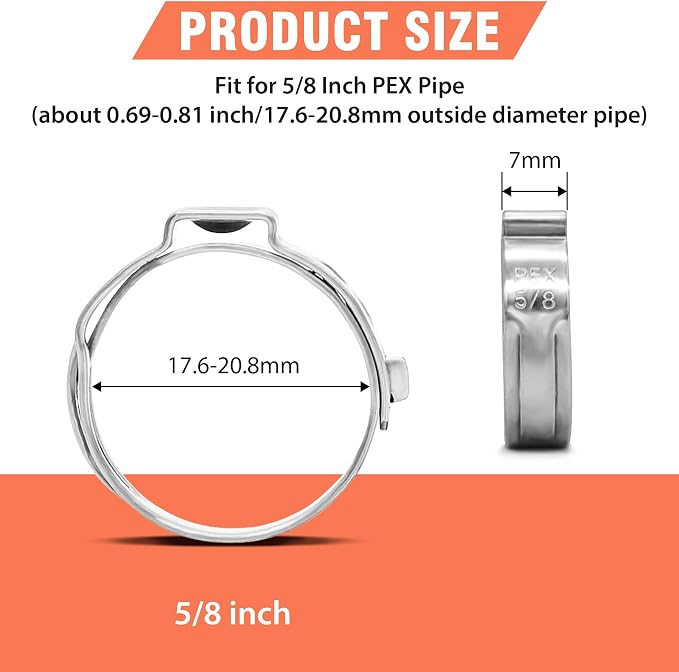 120pcs 5/8 pex crimp rings for PEX Tubing Pipe Fitting Connections | 304 - Image 3