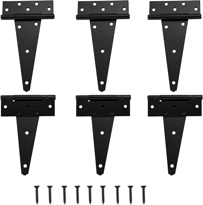 HOME MASTER HARDWARE 10" Heavy Duty Gate Hinges, 6 Pack T Strap Hinges | Steel - Image 9