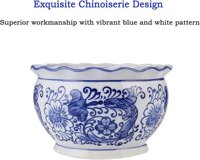 HakkaGirl Blue and White Planters, Succulent Pots Ceramic Plant Pots Indoor - Image 2