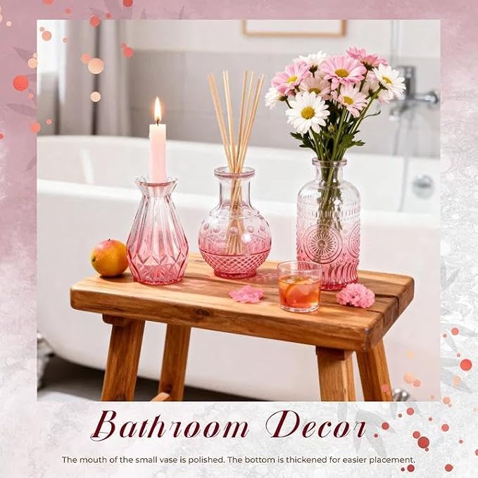 Der Rose 20pcs Glass Bud Vases, translucent glass, vintage etched patterns - Image 4