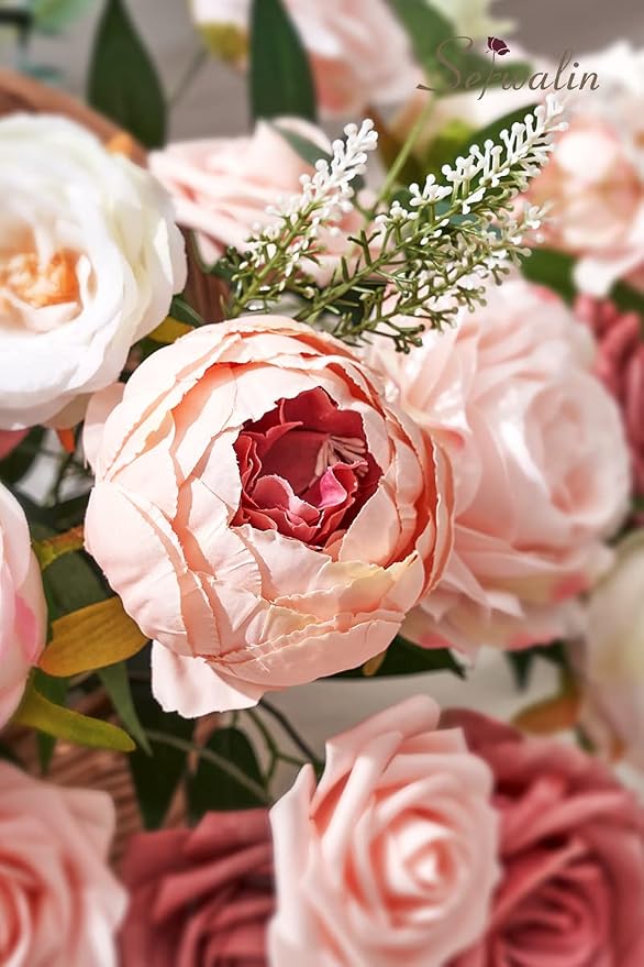 Serwalin 2PCS Artificial Flowers Pink Peonies Silk Flowers - Image 7
