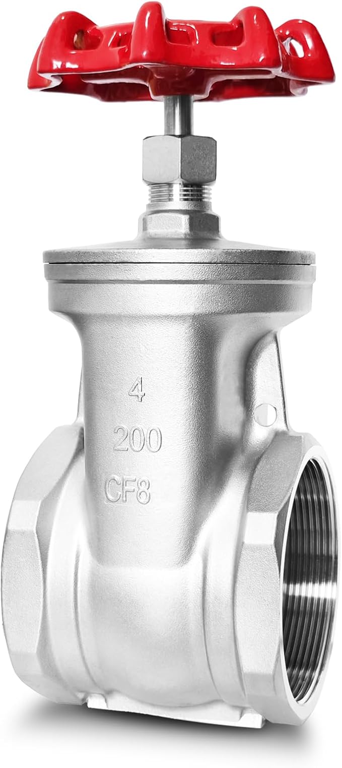 4" NPT Gate Valve, Heavy Duty, Stainless Steel, Female Thread, DN100 | Manual by SYWUWV