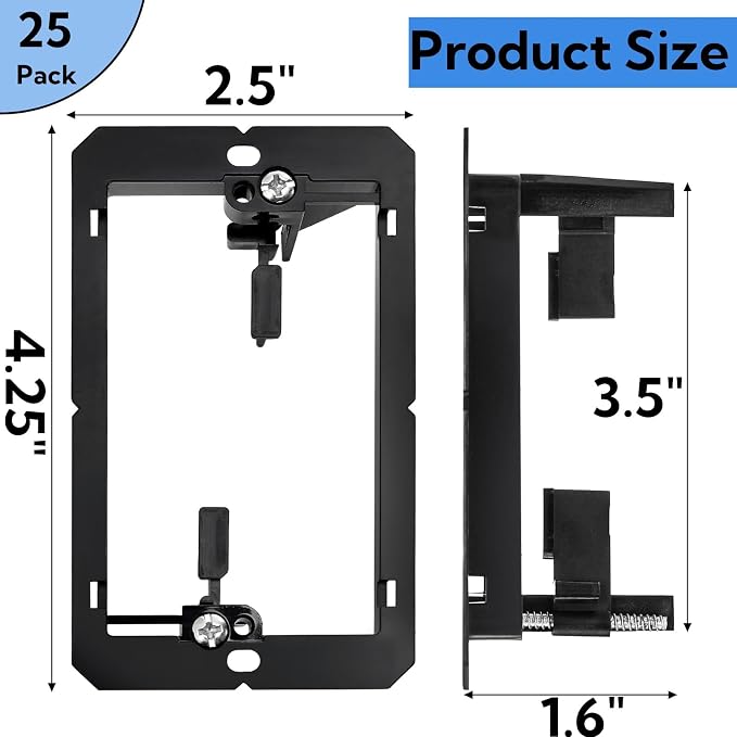 Tlence 25 Pack Low Voltage Mounting Bracket, 1 Gang Flush Mounting Wall Plate - Image 2