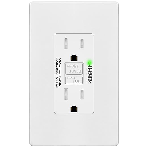 TG GFCI Outlet 15 Amp, Electrical Tamper-Resistant Receptacle, Self-Test | by TG