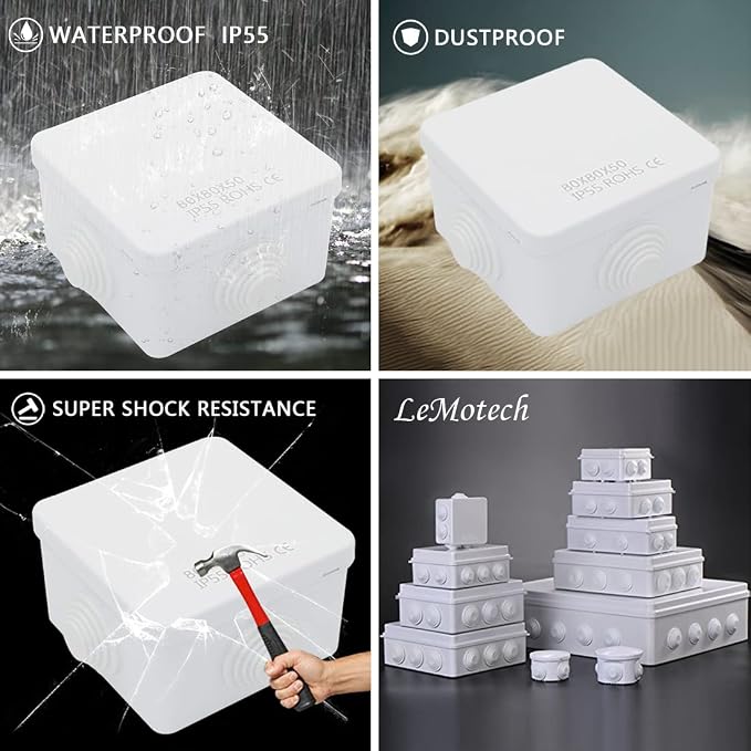 Junction Box, ABS Plastic IP55 Water Resistant and Dustproof, Universal - Image 8