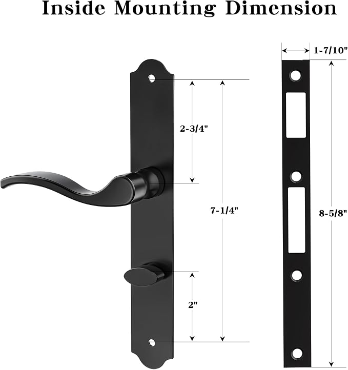 Storm Door Handle Complete Set, Mortise Keyed Lever Mount Latch withDeadbolt | - Image 11