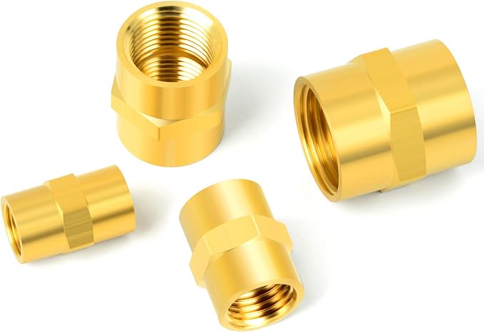 GASHER 8PCS Brass Pipe Fitting Hex Coupling Kit 1/8 inch 1/4 inch 3/8 inch 1/2 - Image 7