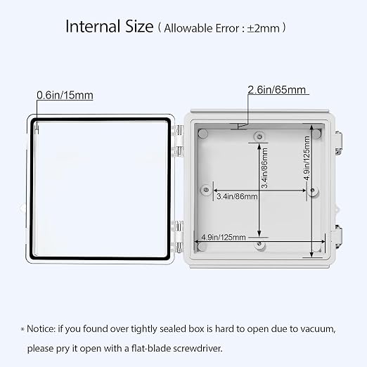 Electrical Box, IP67 Waterproof Hinged Clear Cover Stainless Steel Latch - Image 5