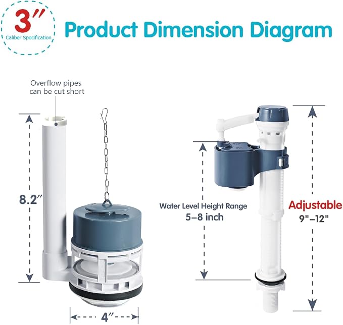 Upgraded 3-Inch Toilet Flusher Replacement Kit- Fits Most Brands - Image 3