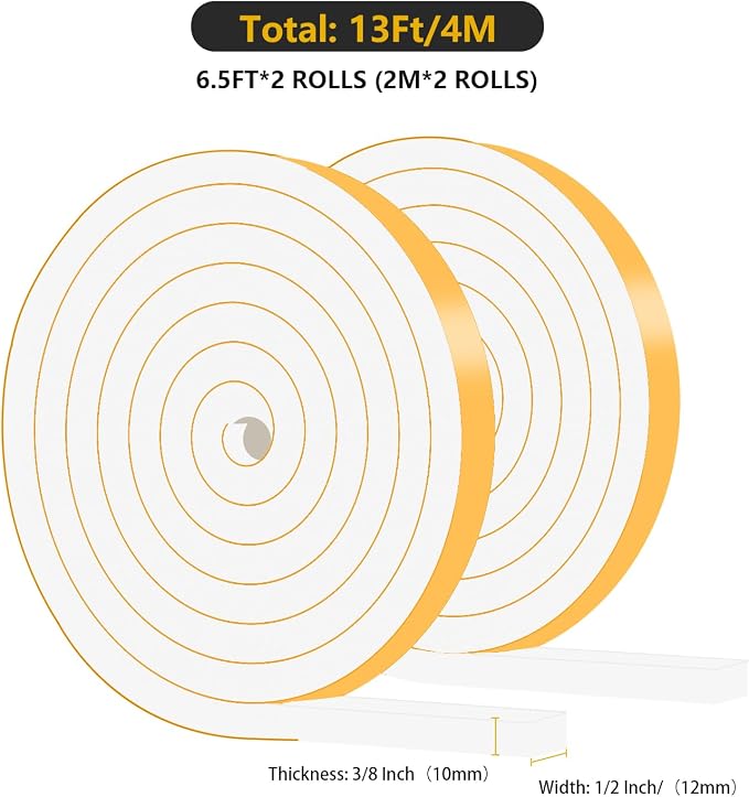 Weather Stripping, High Density CR, Strong Adhesive, 1/2 in x 3/8 in x 13Ft | - Image 2