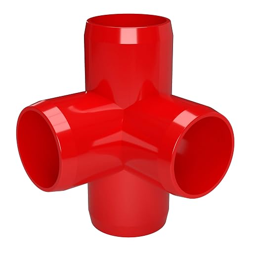 1” 4-Way Tee Furniture Grade PVC Fitting in Red, Made in USA, UV-Resistant - Image 8