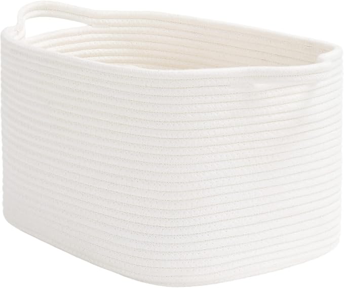 Goodpick Woven Storage Basket for Shelves, Cotton Rope Baskets for Books by Goodpick