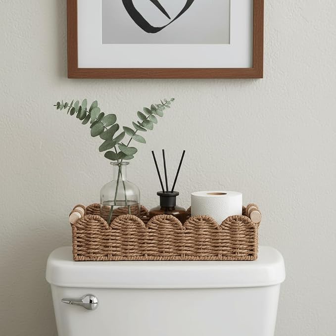 CubesLand Toilet Paper Storage Basket Organizer, Small Wicker Decor Basket | - Image 2