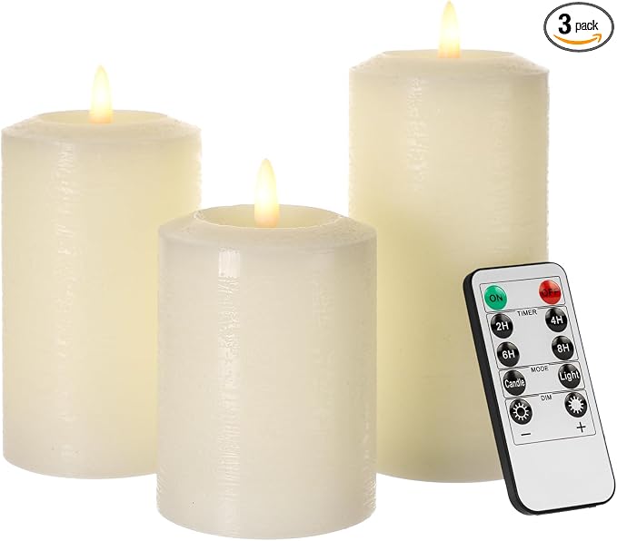 ANGELLOONG Flameless Pillar Candles by CandlesDecorYourHoliday