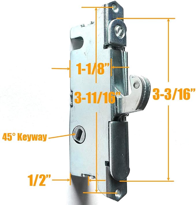 Patio Door Handle Set + Mortise Lock 45° Perfect Replacement - Image 3