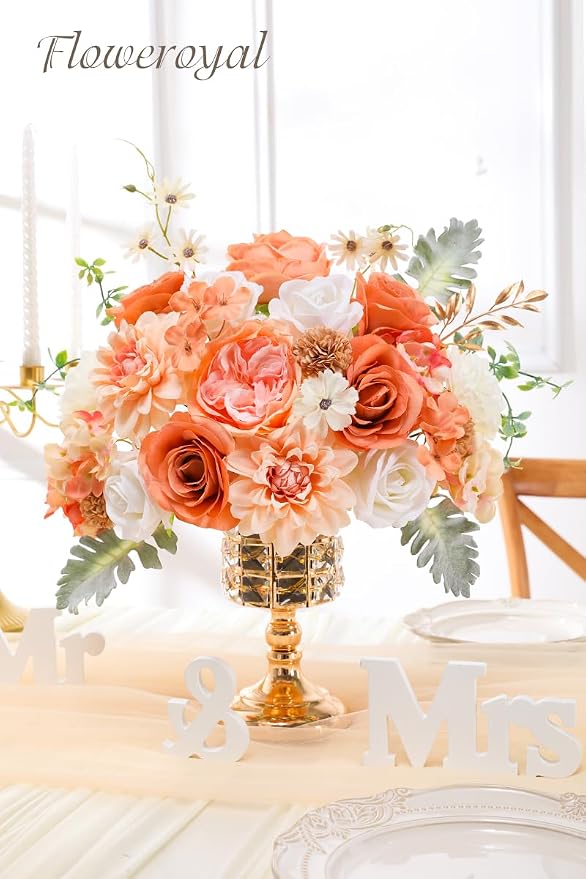 Artificial Flowers Combo Champagne Flowers Mix Silk Flowers Dahlia Roses - Image 3