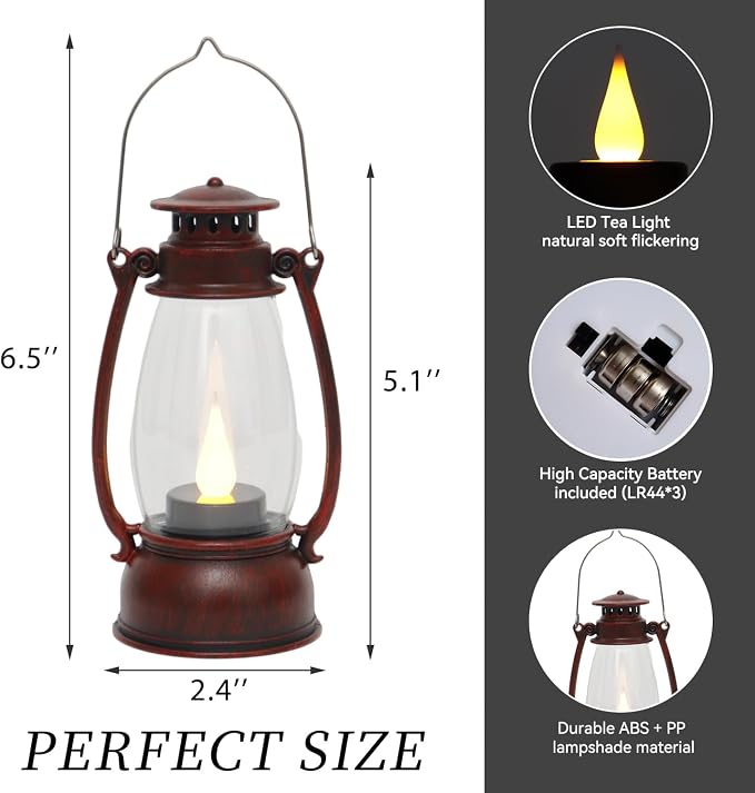 Red Painted Mini Lanterns 6-Pack - Image 2