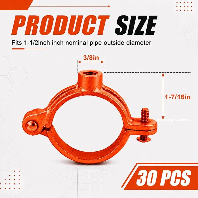 30 Pack 1-1/2 in. Hinged Split Ring Pipe Hanger, Tubing and Industrial Vintage - Image 2
