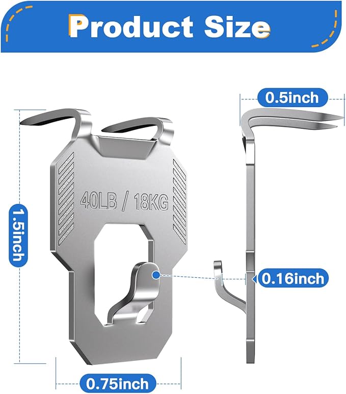 20Pcs Claw Drywall Picture Hanger Heavy Duty Hanging Wall Hooks | Holds 40Lbs - Image 2