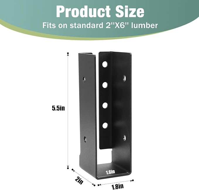 2x6 Joist Hanger 24PCS, Outdoor Trim Concealed-Flange Joist Bracket | Railing - Image 2