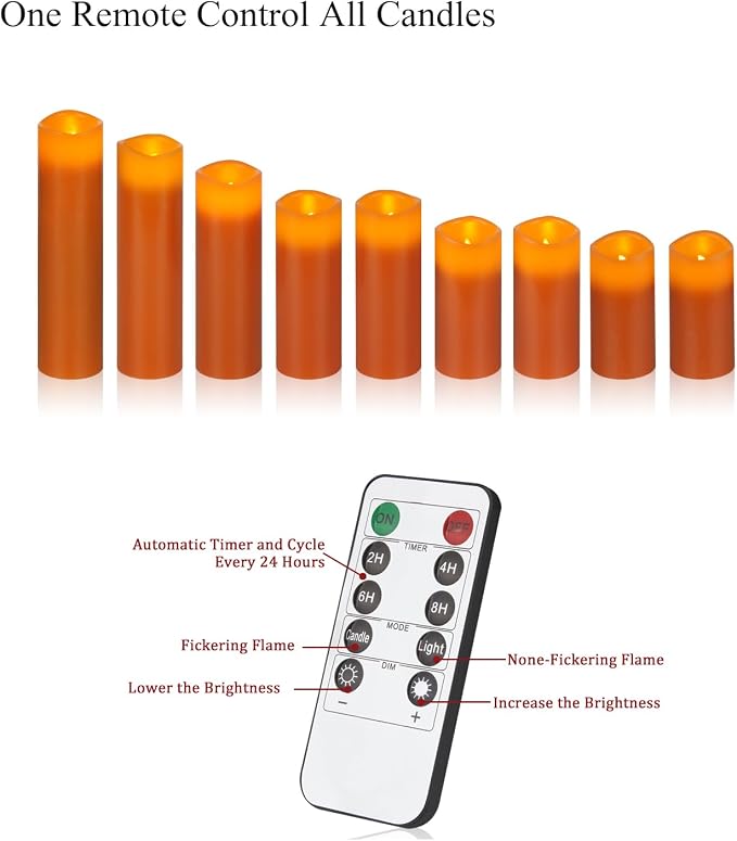 Flameless Candles Battery Operated Candles Real Wax Pillar LED Candles - Image 6