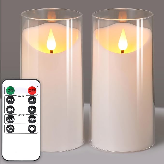 NURADA 3"x6"Flickering Flameless Candles: 3D Wick Acrylic Battery Operated LED by NURADA