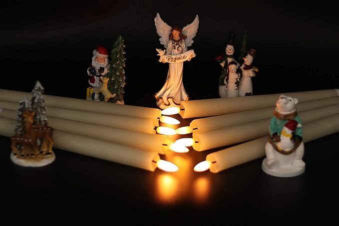 GenSwin Flameless Taper Candles LED Battery Operated Remote Timer Ivory | LED - Image 5