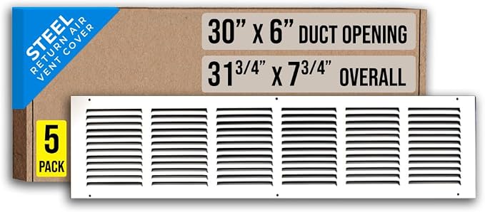Fits 30x6 Duct Opening | Steel Return Air Grille by Handua | Vent Cover Grill by Handua