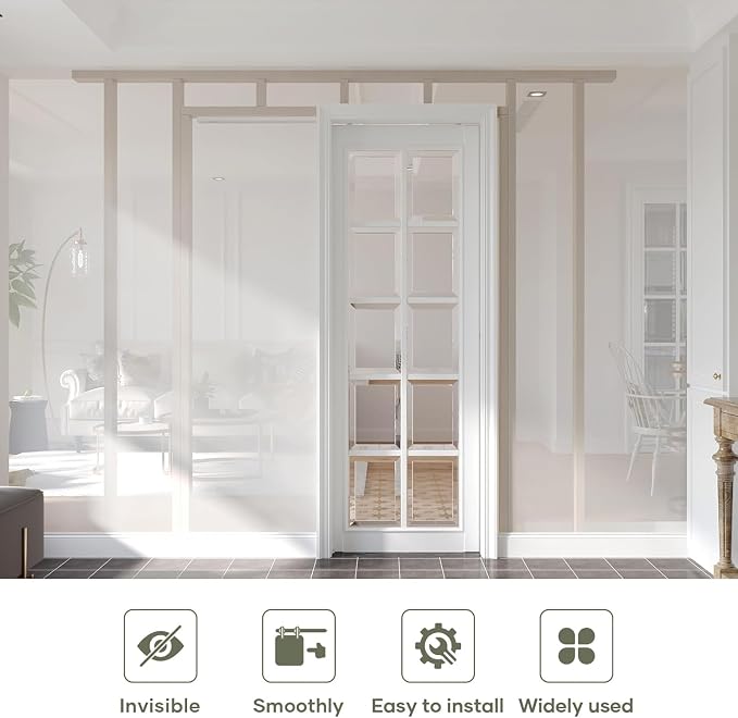 4.6FT/55in Sliding Pocket Door Hardware Kit, Commercial Grade, Aluminum Box - Image 2