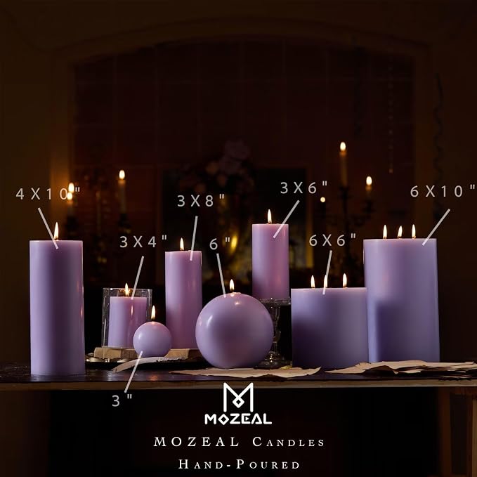 MOZEAL 3" x 8" Hand-Poured Unscented Large Candle, Smokeless Rustic Pillar - Image 4